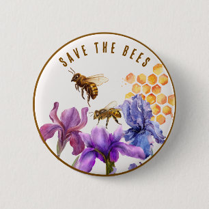 Elegante Blüten Rettete die Bienen Button