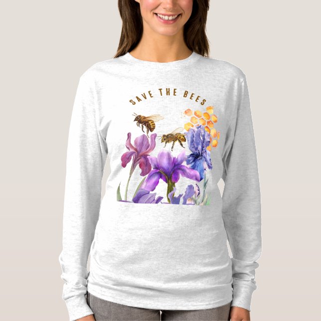 Elegante Blüten rettete die Bienen T-Shirt (Vorderseite)