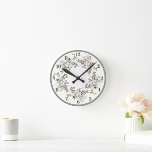 Elegante Blüten Runde Wanduhr
