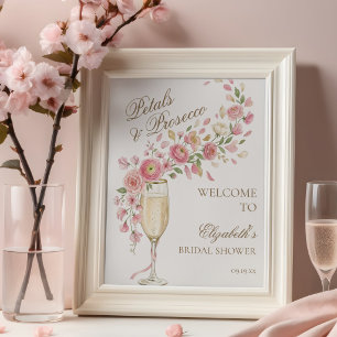 Elegante Blüten und Prosecco Blumengruß Poster