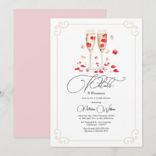 Elegante Blüten und Prosecco-Brautjunggesellinnena Einladung