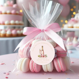 Elegante Blüten und Prosecco-Brautparty Runder Aufkleber