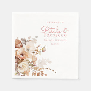 Elegante Blüten und Prosecco Floral Brautparty Serviette