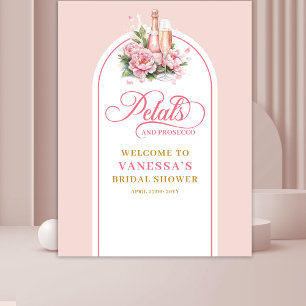 Elegante Blüten und Prosecco-Roségold-Eventbanner Wandteppich