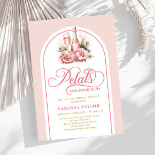Elegante Blüten und Prosecco-Roségold-Feier Einladung