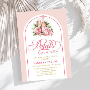 Elegante Blüten und Prosecco-Wasserfarben-Shower-K Einladung