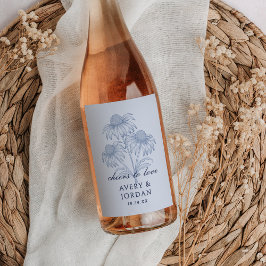 Elegante Blütenblütenblütenblüte Blauer Hochzeit Weinetikett