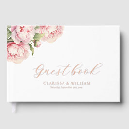 Elegante Blütenfolie Weiß Moderne Hochzeit Gästebuch