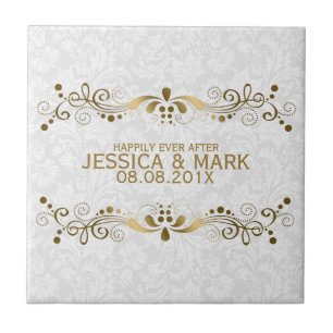 Elegante Blütengoldplatte mit weißen Damaskus 2a Fliese