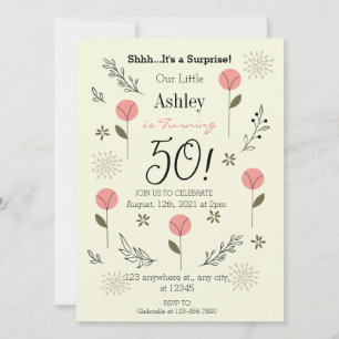 Elegante Blütenpracht 50. Geburtstag Einladung