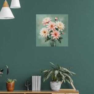 Elegante Blütenschmetterlings-Chrysanthemen-Kunst Poster