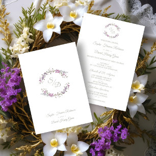 Elegante Boda Lilac Floral Garland Einladung