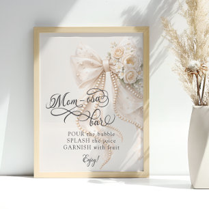 Elegante Bogen-Blumen-Baby-Shower-Mom-osa-Bar Poster