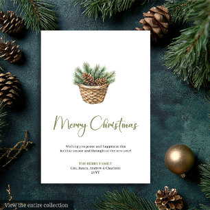 Elegante Bohemian Botanische Rustikale Weihnachtsg Feiertagskarte