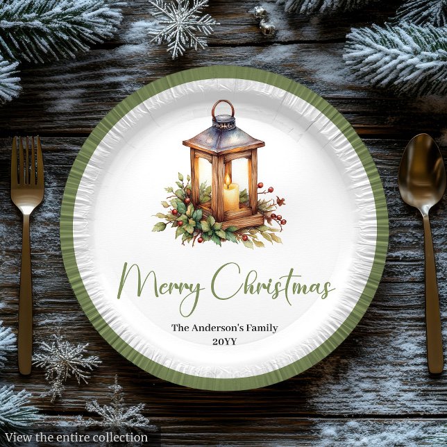 Elegante Bohemian-Rustic-Christmas-Laternen-Teller Pappteller (Elegant Bohemian Rustic Christmas Lantern Plates)