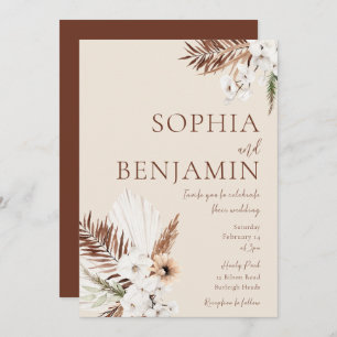 Elegante Bohemische Blume Hochzeit Einladung