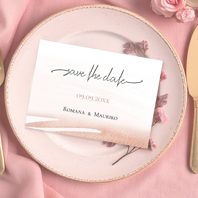 Elegante Bohemische Coral Terracotta Hochzeit Save The Date (Von Creator hochgeladen)