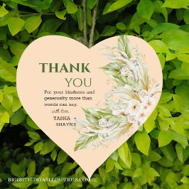 Elegante Bohemische Pampas Grass Wedding Herz-Aufkleber