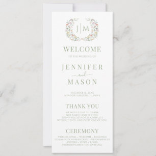 Elegante Bohemische Pastellblumen-Hochzeitsprogram