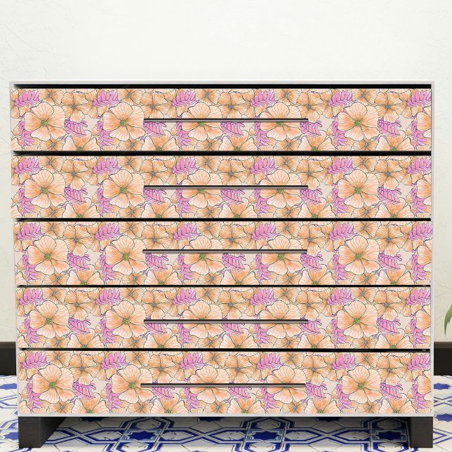 Elegante Bohemische Wasserfarbe Peach Pink Blume Seidenpapier (Von Creator hochgeladen)