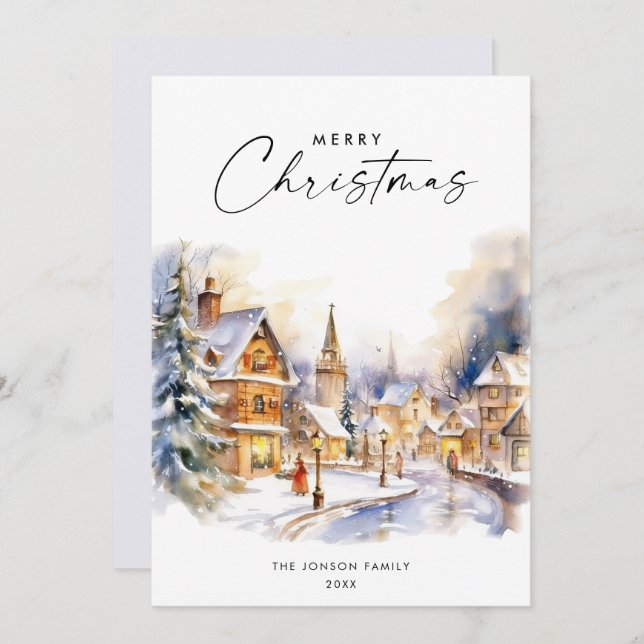 Elegante Bohemische Weihnachtsbaumkomposition Feiertagskarte (Vorne/Hinten)