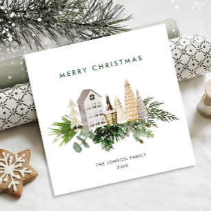Elegante Bohemische Weihnachtsgrüße Feiertagskarte