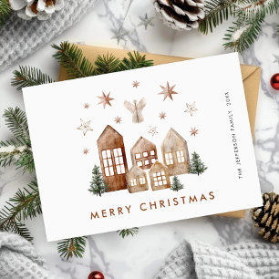 Elegante Bohemische Weihnachtsgrüße Feiertagskarte