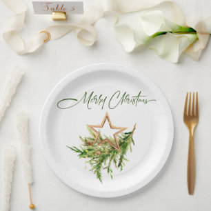Elegante Bohemische Weihnachtskomposition Pappteller