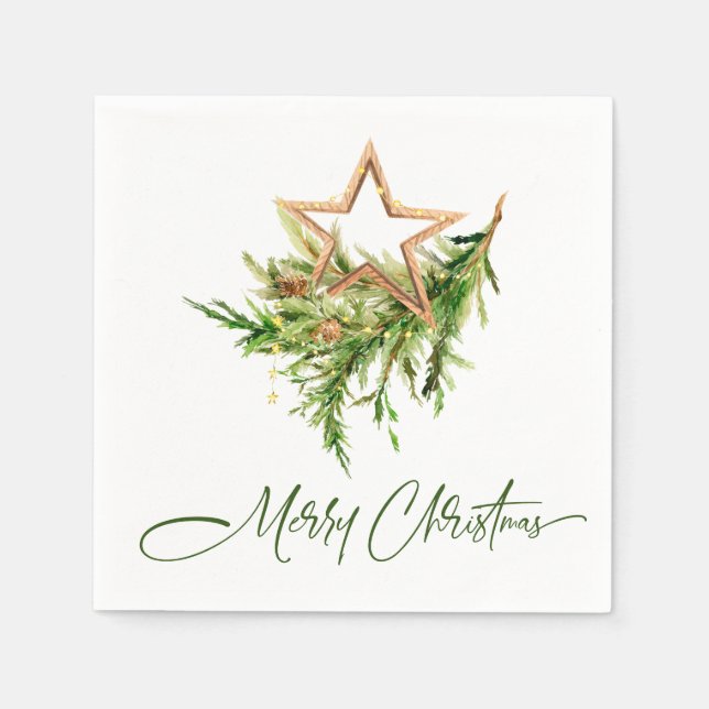 Elegante Bohemische Weihnachtskomposition Serviette (Vorderseite)
