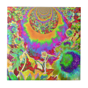 Elegante bohmianische Retro-Sonnenblumen Fliese