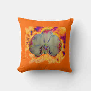 Elegante boho abstrakte Aquarell-Orchideen-Malerei Kissen