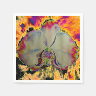 Elegante boho-abstrakte Aquarell-Orchideen-Malerei Serviette