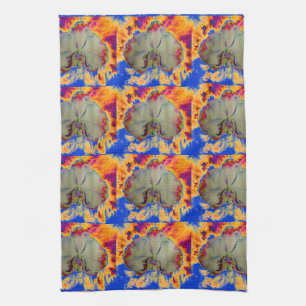 Elegante boho-abstrakte Aquarell-Orchideenmalerei Geschirrtuch