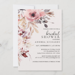 Elegante Boho-Aquarell-Blumen-Brautparty Einladung