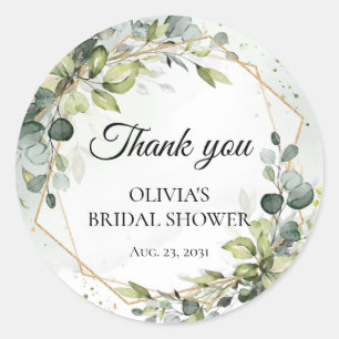 Elegante boho Aquarell grüne Eukalyptus Hochzeit Runder Aufkleber