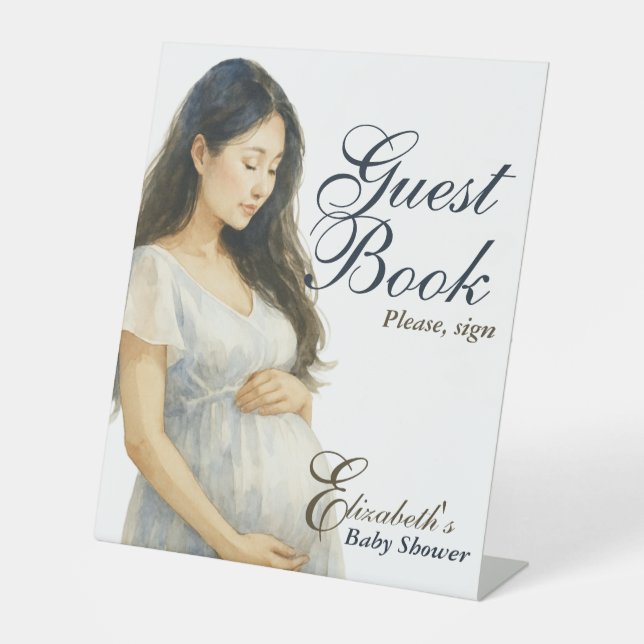 Elegante Boho Asian Mama zu Gast Book Sockelschild (Vorderseite)