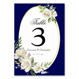 Elegante Boho Blaue Blumige Hochzeitsfeier Tischnummer