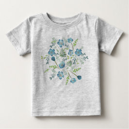 Elegante Boho Blue Green Watercolor-Blume Baby T-shirt