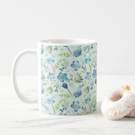 Elegante Boho Blue Green Watercolor-Blume Kaffeetasse
