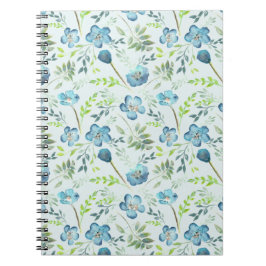 Elegante Boho Blue Green Watercolor-Blume Notizblock