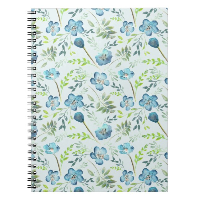 Elegante Boho Blue Green Watercolor-Blume Notizblock (Vorderseite)