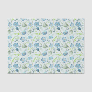 Elegante Boho Blue Green Watercolor-Blume Seidenpapier
