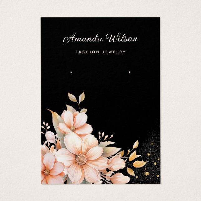 Elegante Boho blühende schwarze Ohrring-Grafikkart (Vorderseite)