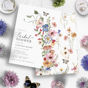 Elegante Boho Blumen-Brautparty Einladung