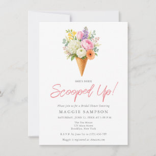 Elegante Boho-Blumen-Eiscreme-Brautabschiedsparty Einladung