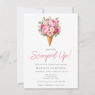 Elegante Boho-Blumen-Eiscreme-Brautabschiedsparty Einladung