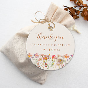 Elegante Boho Blumen Hochzeit im Herbst Dankeschön Geschenkanhänger