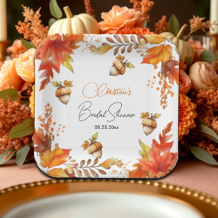 Elegante Boho-Blumen-Hochzeitsshower im Herbstlook Pappteller