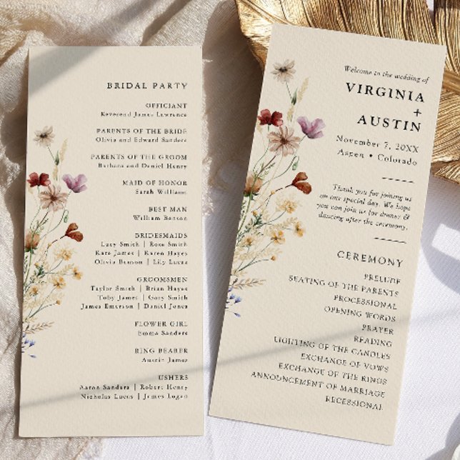 Elegante Boho-Blumenhochzeit Programm (Elegant Boho Floral Wedding Program
)
