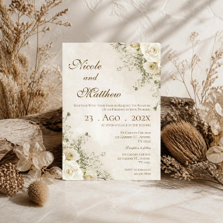 Elegante boho-blumige Hochzeitseinladung Einladung